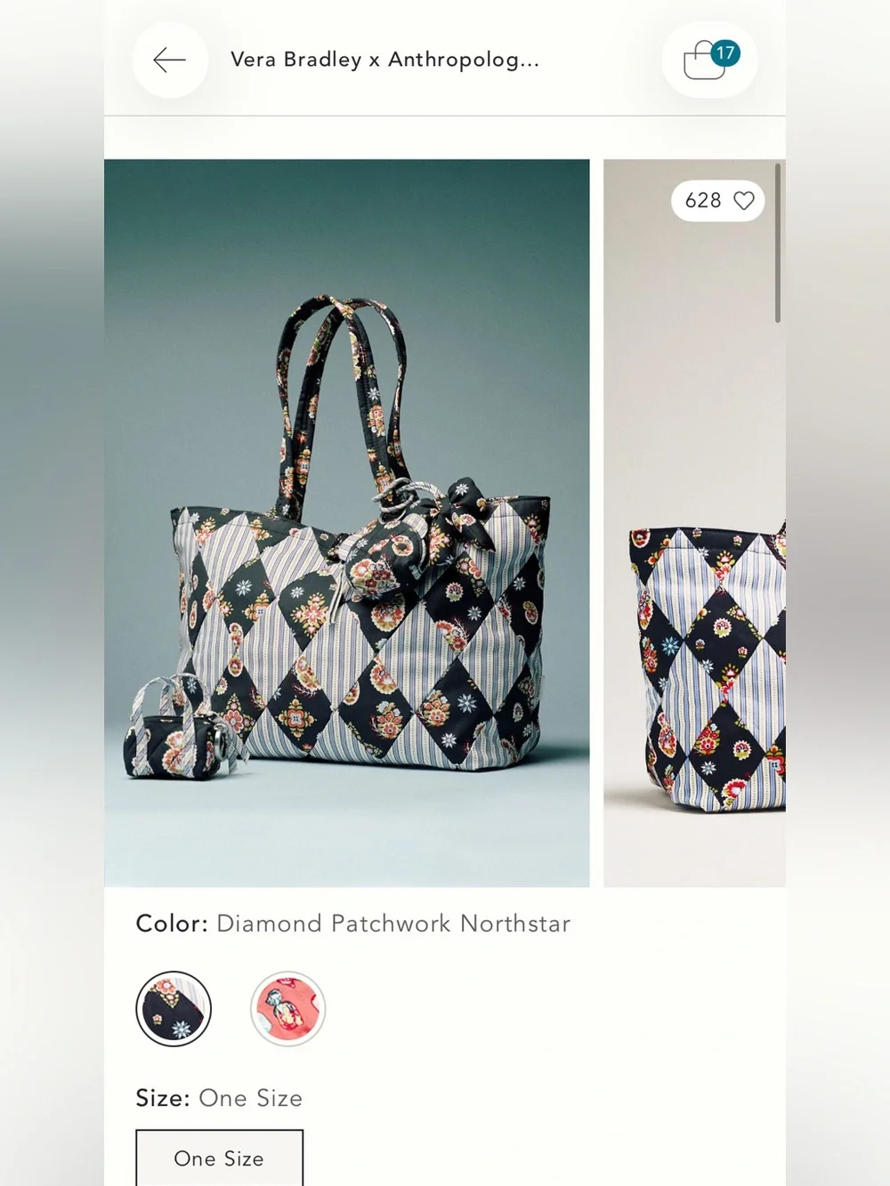 Vera‎ Bradley Hathaway Tote in Diamond Patchwork Northstar Anthro collab!